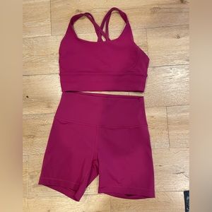 Lululemon HR Wunder train shorts & energy bra size 8